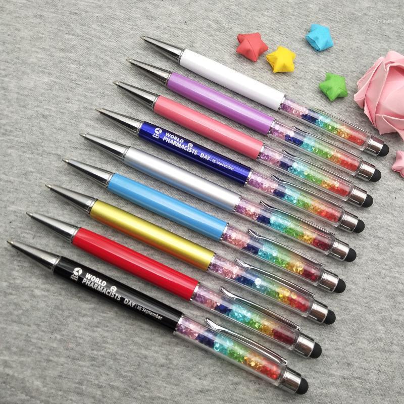 

2020 latest design Rainbow Crystal touch ballpens Office school Promotion gift Free customized with LOGO /company Name1, Red