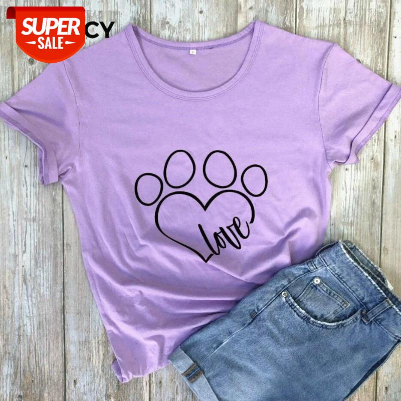 

JFUNCY Fashion Love Dog Graphic Women T Shirt 100% Cotton Woman Tees Tops O-Neck Short Sleeve Female T-shirts #l54c, White