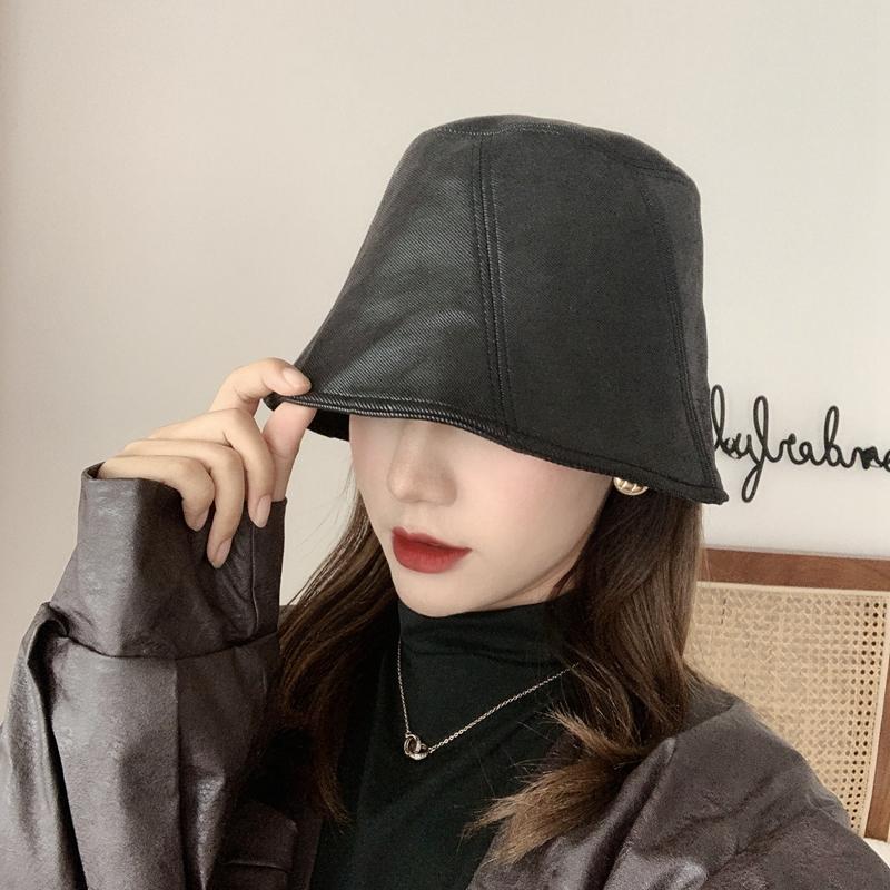 

Original Bling Shiny Fisherman Bucket Hat Female Autumn Winter Daily Cotton Cover Eyes Women Hat, Black