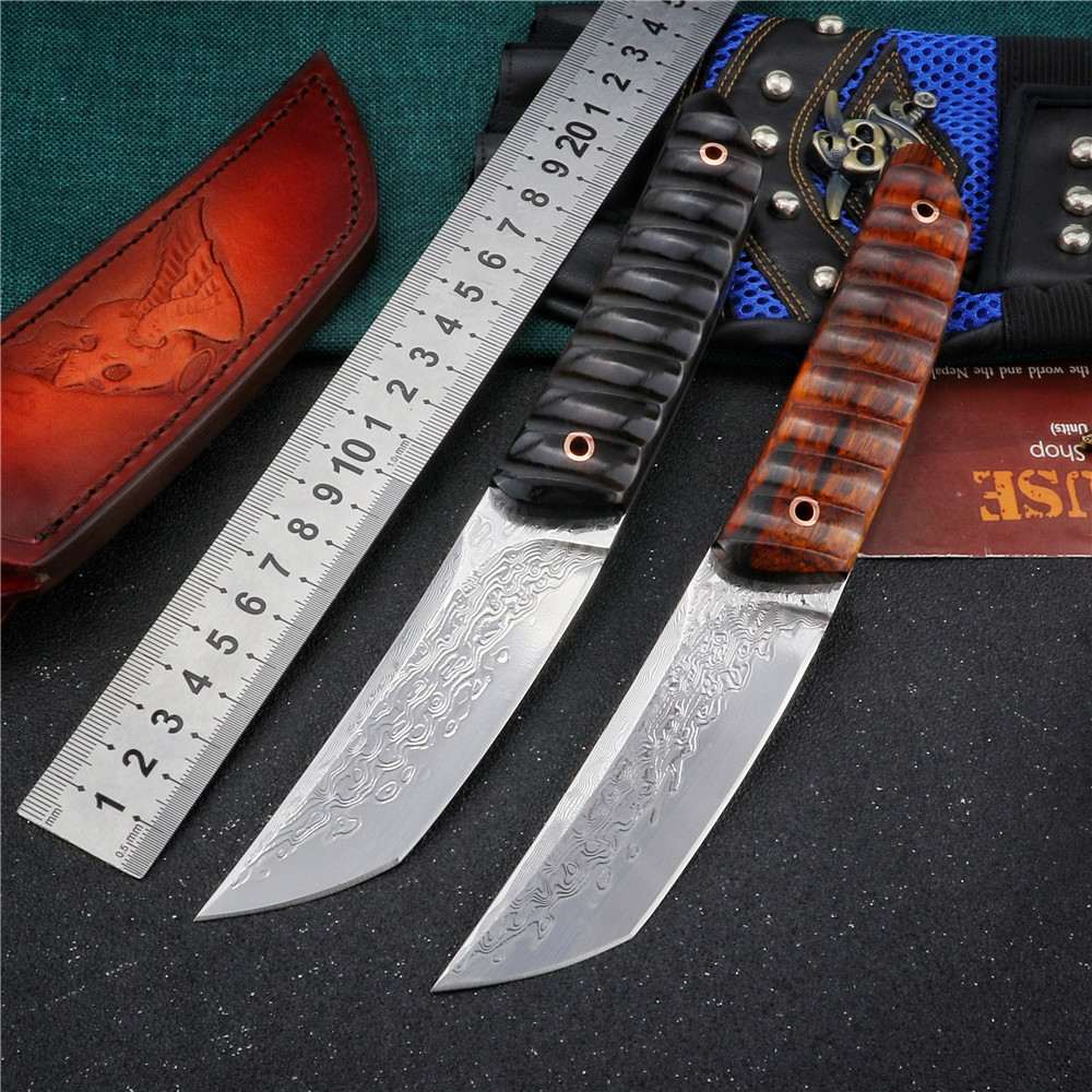 

Camping Hunting Knives VG10 Damascus Steel Fixed Blade Knife Tactical Military Outdoor Survival Self-defense Knifes Wood Handle Utility EDC Tool