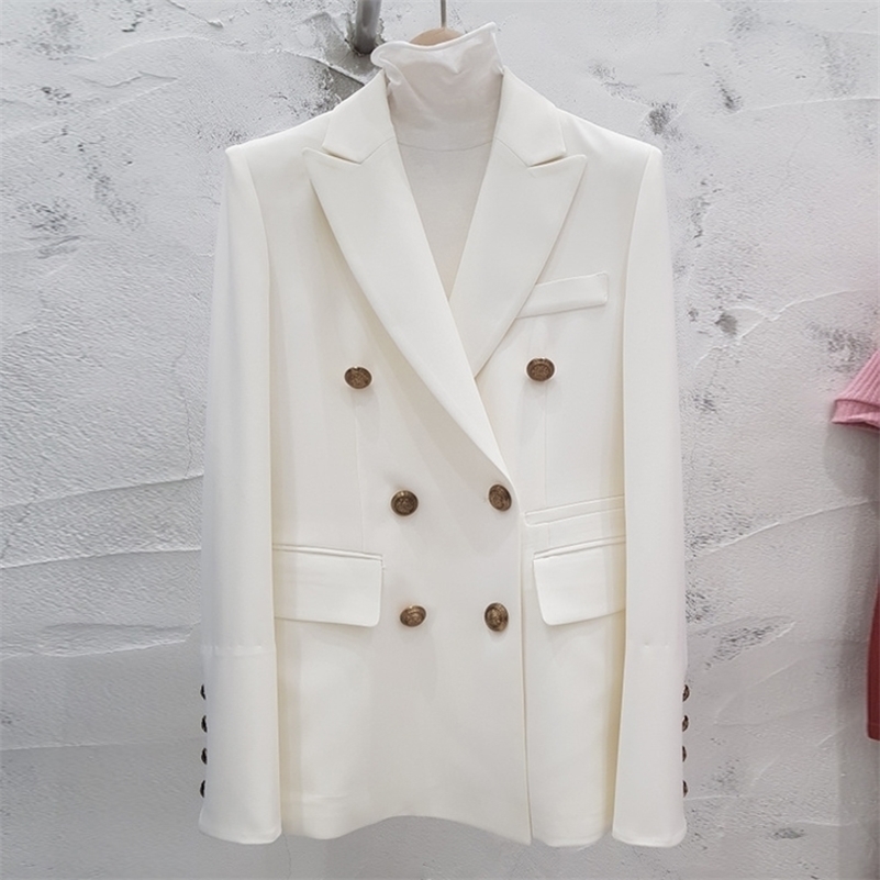 

Women's suit jacket autumn Korean version of the self-cultivation double-breasted long section small suit fashion women's jacket 201114