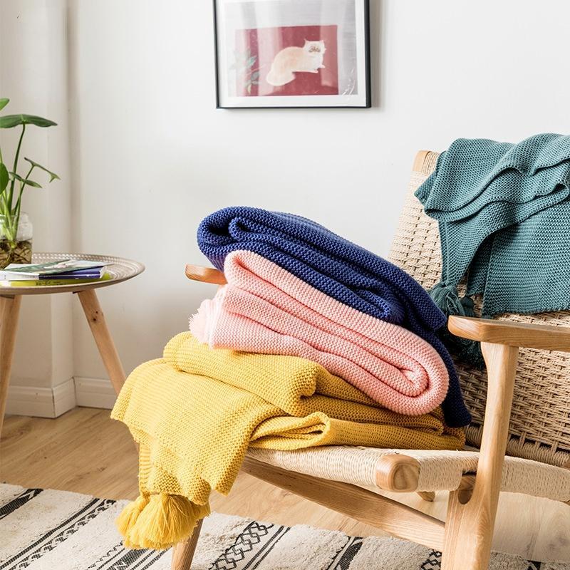 

Blankets Spring Autumn Handmade Quadrangle Tassels Blanket Outdoor Travel Household El Portable Soft Washable Skin-friendly