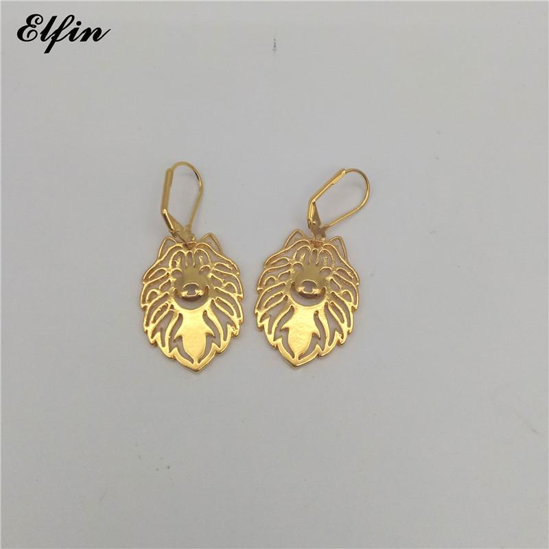 

Elfin New Trendy Samoyed Earings Fashion Jewelry Gold Color Silver Color Animal Samoyed Earrings For Women