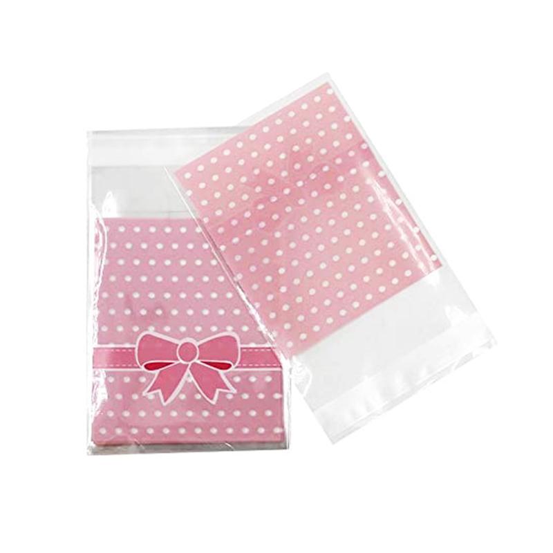 

300 Pcs 3.2 x 3.8 Inches Cute Gift Packing Bags Small Biscuit Bags Candy Bag OPP Bag Package Supplies (Pink