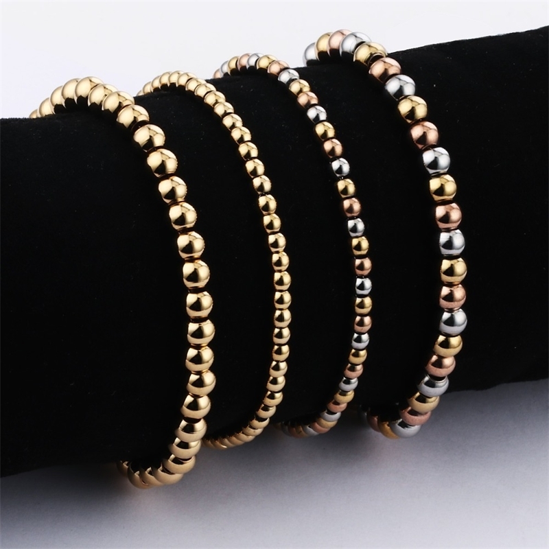 

5pcs/lot Stainless Steel Cuff Bracelet for Women Gold Silver Color Beaded Bracelets Charms Metal Statement Jewelry Pulsera Girls Y200730