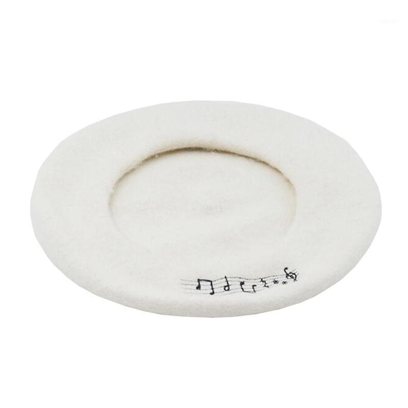 

DOUBCHOW Women's Music Note Embroidered Artist Wool French Style Berets Cap Hats 2020 Juniors Maiden Baret Beanie Cap Flat Hat1, Grey