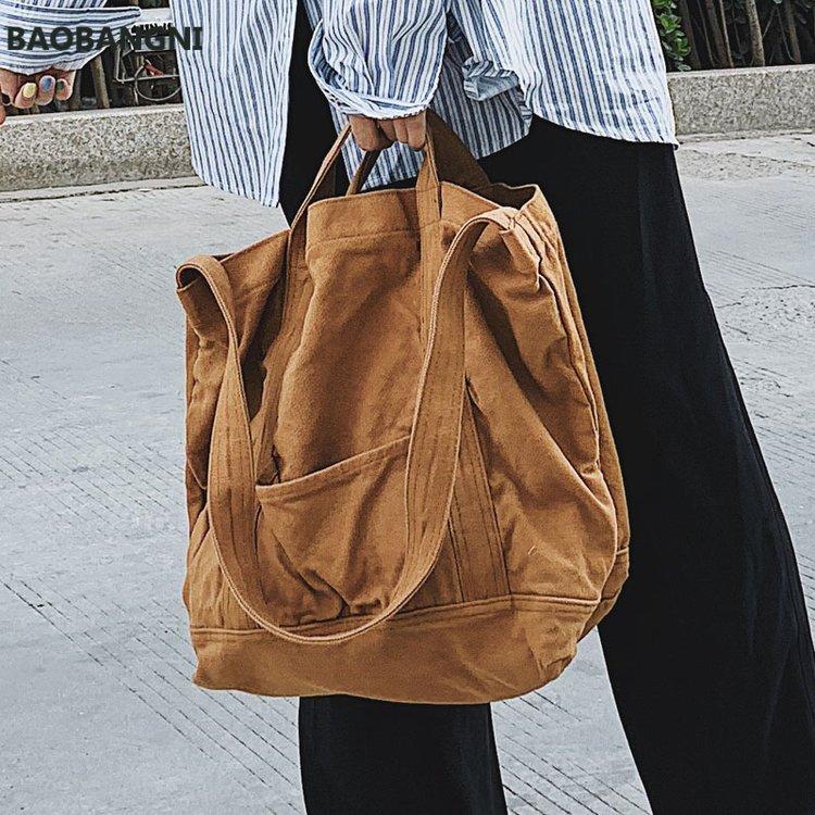 

Big Capacity Casual Fabric Tote Bag Female Farbic Reusable Shopping Bag Teenager Leisure Eco-friendly Big Size Top-handle, Black