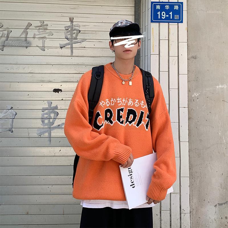 

2020 Men Hip Hop Sweater Pullover Streetwear Letters Embroidery Knitted Sweater Vintage Autumn Sweaters Oversized Men Clothing1, Sky blue pullovers