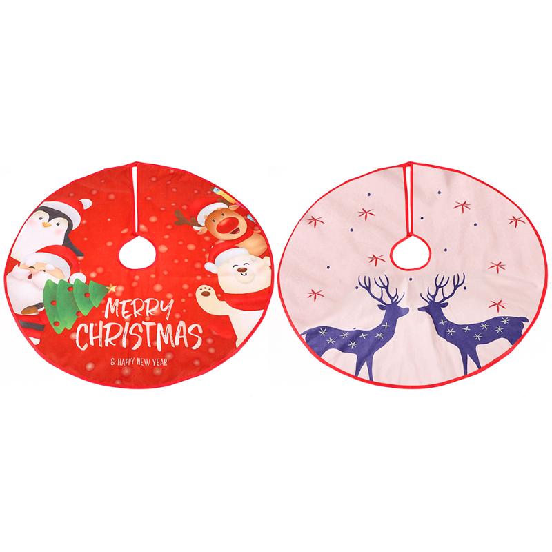 

36inch Christmas Tree Skirt Creative Santa Claus Xmas Elk Printed Floor Mat Festival Ornaments Christmas Decorations for Home