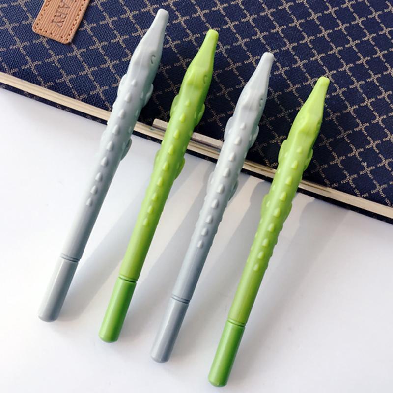 

1 Pcs Creative Stationery Student Pens Crocodile Silicone Gel Pen Full Needle 0.5mm Black Ink School Supplies Office Supplies