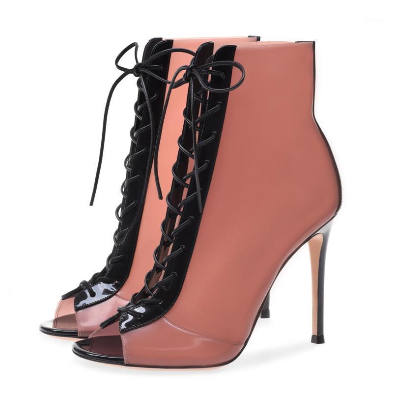 

Women's Shoes Ankle Boots For Women Stilettos High Heels Peep Toe Red Wedding Shoes Ladies Boots New Lace-up Rose TL-A01921