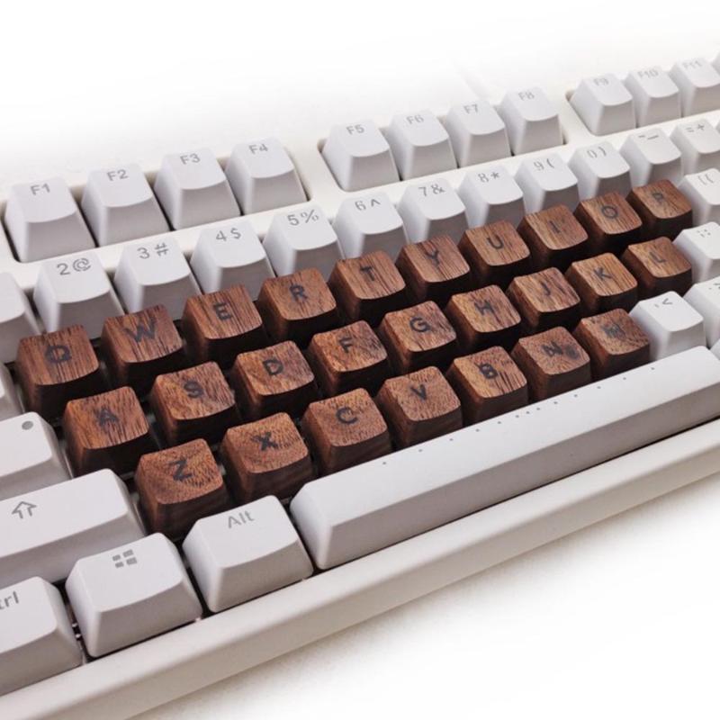 

Solid Wood Backlit Keycaps For Cherry Mx Switch Mechanical Gaming Keyboard Customized OEM Profile Black Walnut Wooden Key Caps