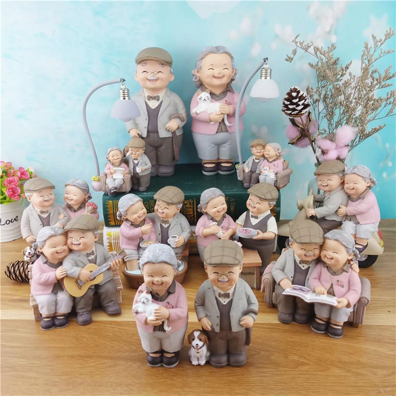 

Couple Creative Old Man Old Lady Ornaments Cute Fahsion Lovers Desktop Adornment for Cake Decor LB88