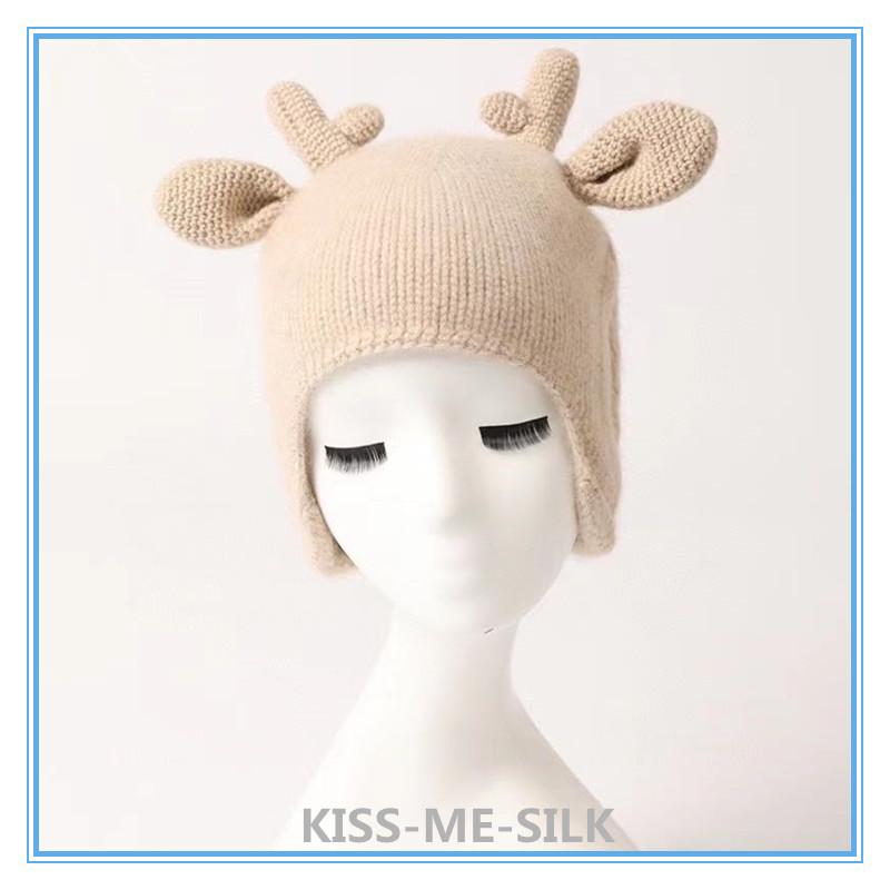 

KMS WHOLE NEW CASHMERE ANTLER HAT WINTER FOR WOMEN SOFT AND WARM  17*26CM