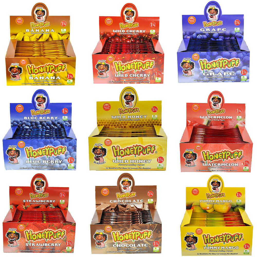 

HONEYPUFF Fruit Flavor Cigarette Rolling Papers 11/4 Full Box With Flavor Card