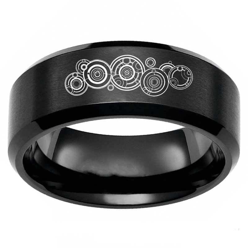 

Fashion Doctor Who Seal Of Rassilon Symbol Rings Stainless Steel Band Mens Jewelry Gift Size 6-13