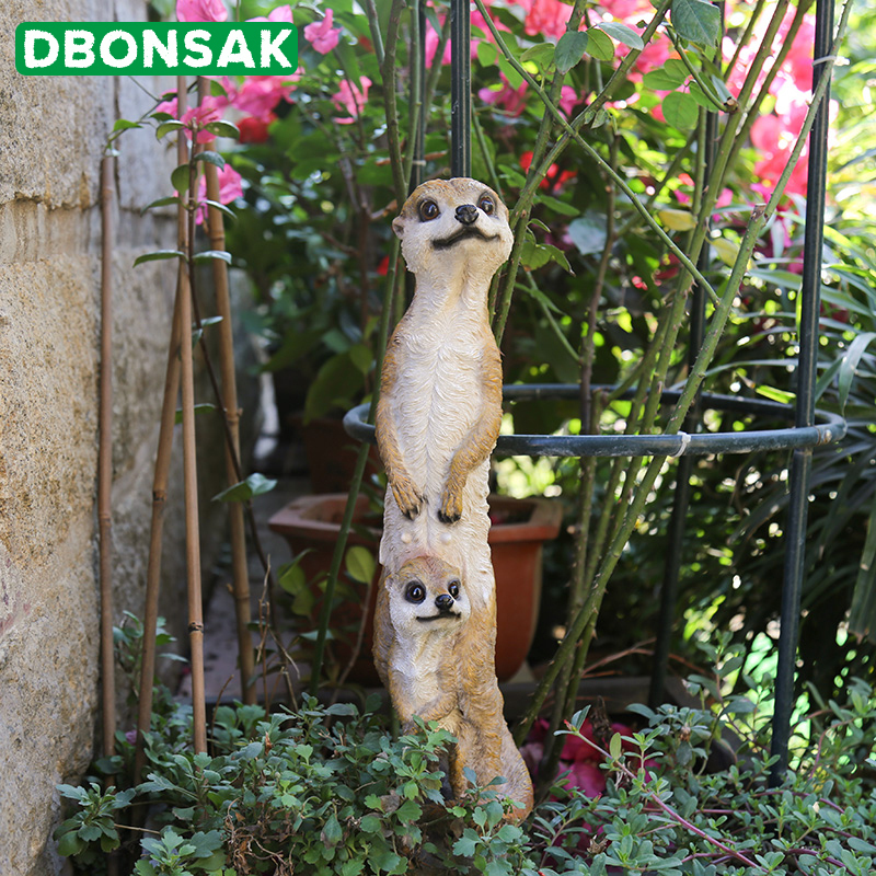 

Outdoor Garden Resin Mongoose Crafts Statues Decoration Home Courtyard Balcony Cute Cat Animal Sculptures Decor Park Ornaments T200117