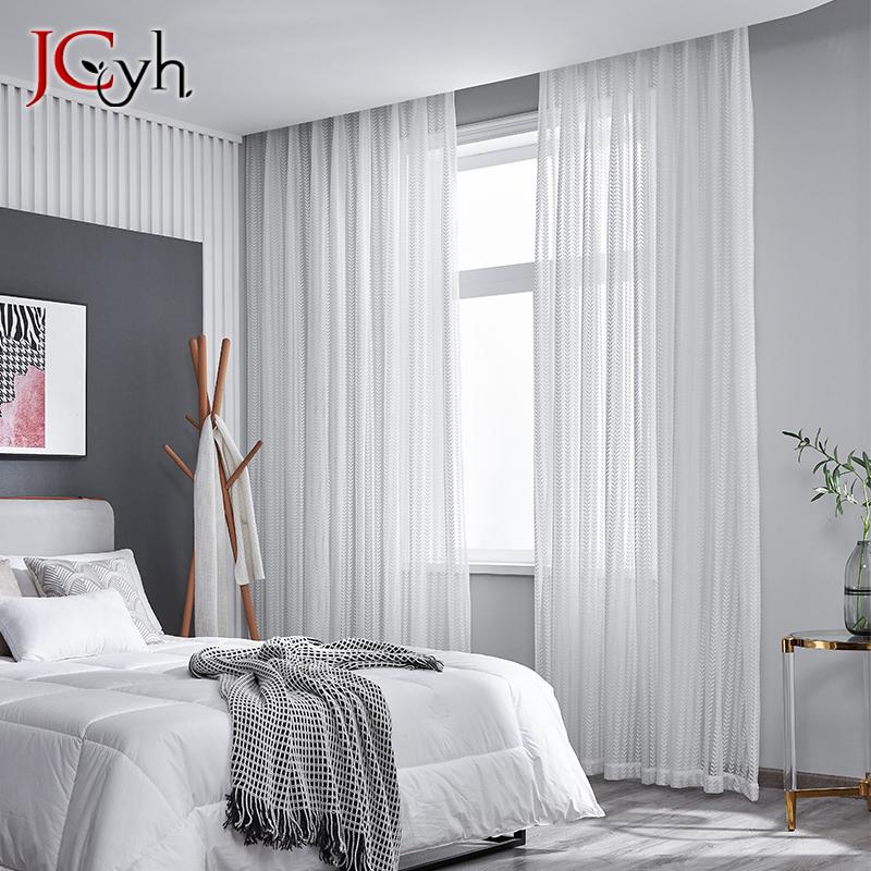

JCyh Sheer White Curtains for Living Room Modern Bedroom Tulle Curtains On Window for The Room Leaves Home Decoration Drapes, White tulle curtains