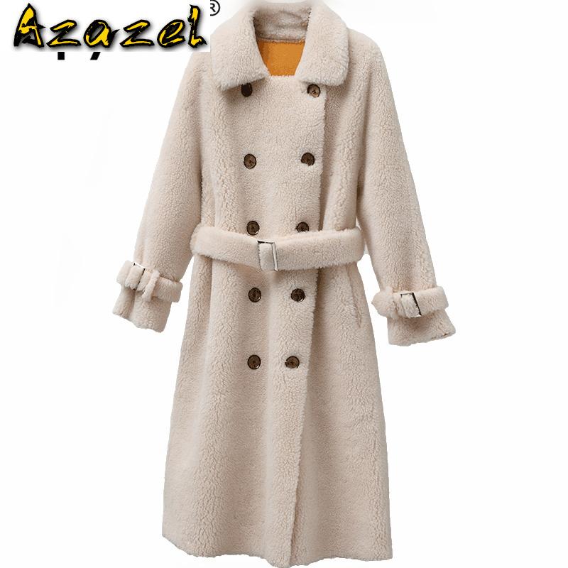 

Autumn Winter Coat Women Clothes 2020 Korean Real Fur Coat Streetwear Wool Jacket Vintage Sheep Shearling Suede Lining ZT3444, Beige