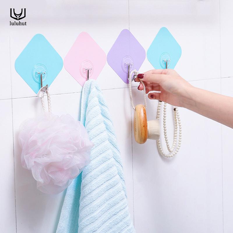 

luluhut seamless hook adhesive hanger bathroom hook for clothes wall key holder super big colorful strong wall suction