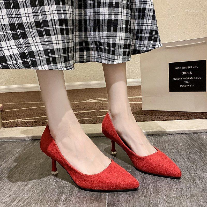 

6 CM High Heels Women Single Shoes Pointed Toe Pumps Office Stiletto Heel Shoes Elegant Thin Heels Women Black Red Yellow1