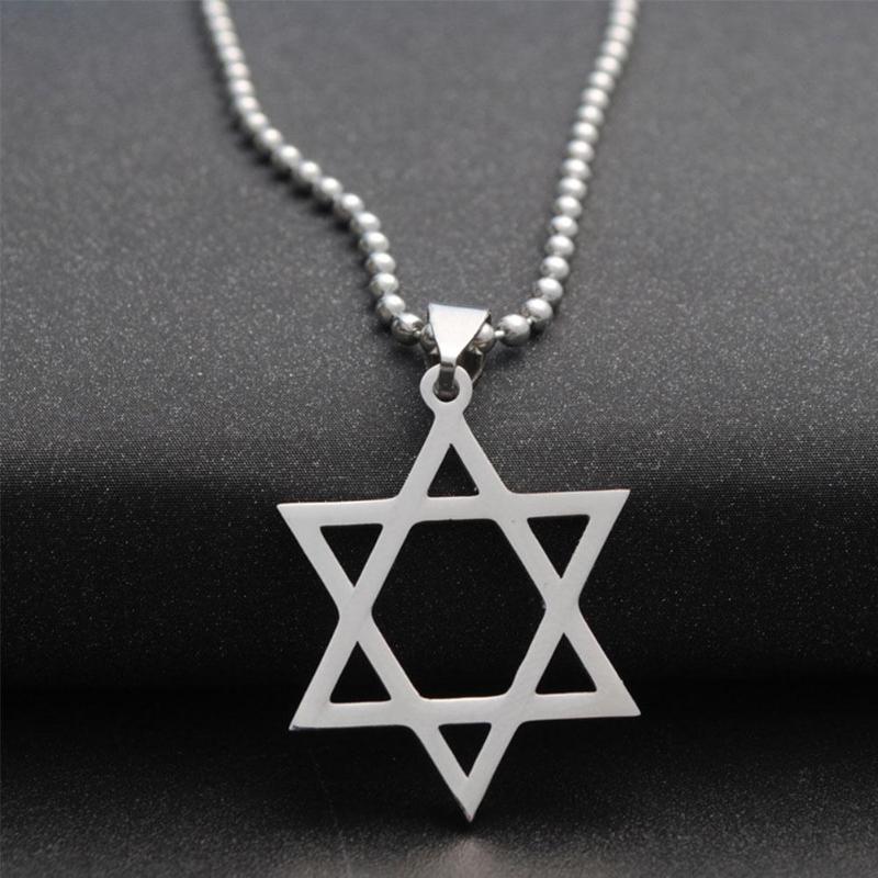 

New Fashion Unisex Stainless Steel Hexagram Pendant Bead Chain Sweater Necklace