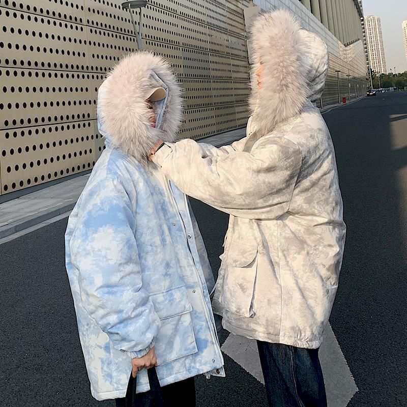 

Skin collar winter clothes women's jackets plus size jacket goth cotton tops Korean couple 2020's warm coat 9Z95, Gray