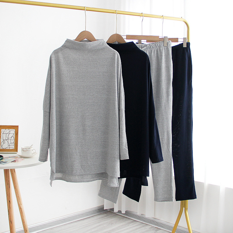 

Cozy Pure Cotton Pajamas Define Simple Japanese Autumn Loose Long Sleeve Female Pyjamas H5u5, Black