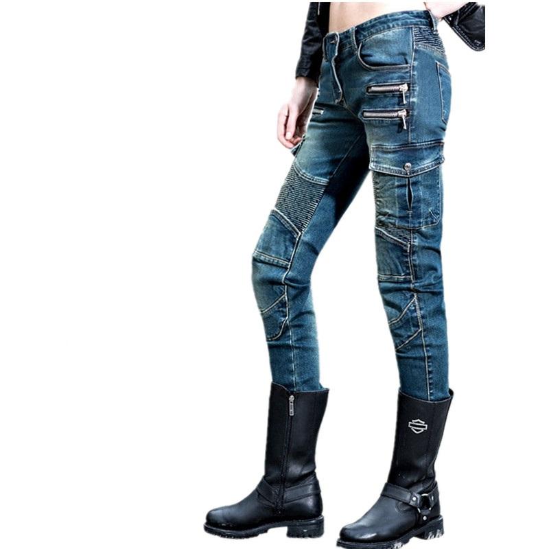 

Fashion Blue straight jeans size 25  27 uglybros moto RPOOL UBS11 jeans moto rcycle protection Pants Woman Motorcycle pants