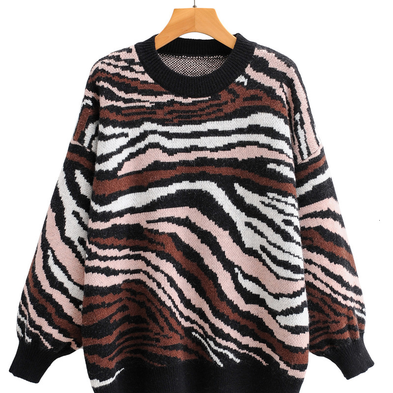 

2021 New Fall European and American Women's Animal Jacquard Loose Casual Round Neck Knitted Pullover Ff-199 6rn8, One size