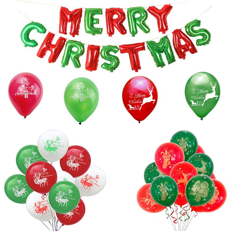 

Red Green Elk Santa Claus Latex Balloon Merry Christmas Party Decoration Merry Christmas Letters Foil Balloons Happy New Year
