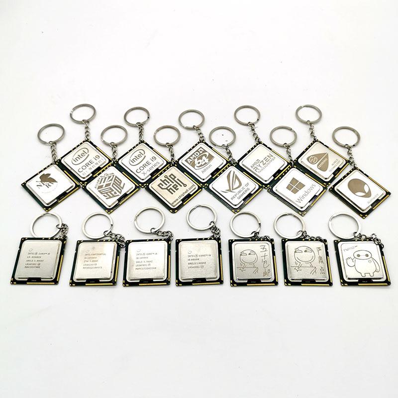 

Laser Computer Motherboard Intel Cpu Keychain Creative Pendant For Science Geeks Trinkets Gift Key Chain Accessories