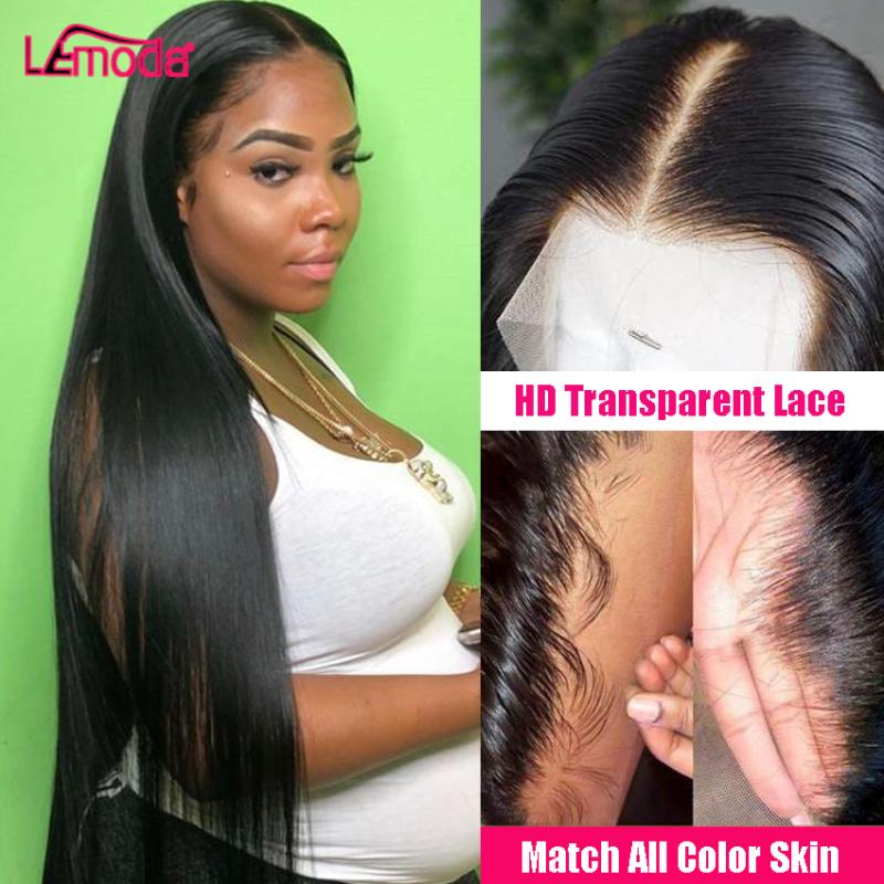 

HD Transparent Lace Frontal Wig Straight 13x4 Lace Front Human Hair Wigs Preplucked 150% Brazilian Remy 4x4 Closure Wig, As pic