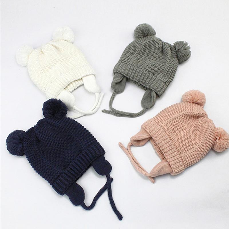 

Fashion Baby Hats Children's Panda Ear Hat Girl Hat Autumn Winter Double Layer Knit Warm Boys Girls Kids Winter Hats1