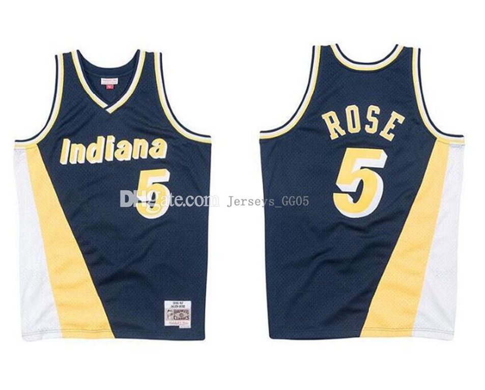 

Men basketball Indiana Pacers women abc kid 5 Jalen Rose Mitchell & Ness white blue 1996-97 Hardwoods Classics Authentic Jersey, Good