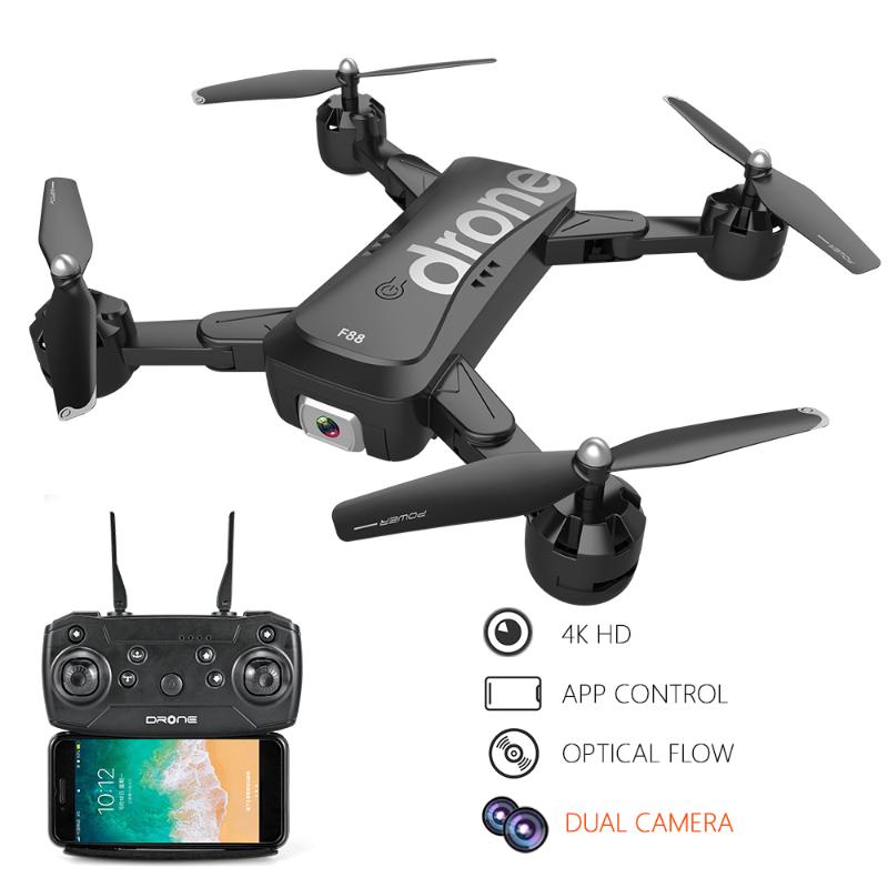 

F88 RC Drone with Dual Camera 4K Image Follow Optical Flow Positioning APP Gesture Control Foldable RC Quadcopter Toy for Kid