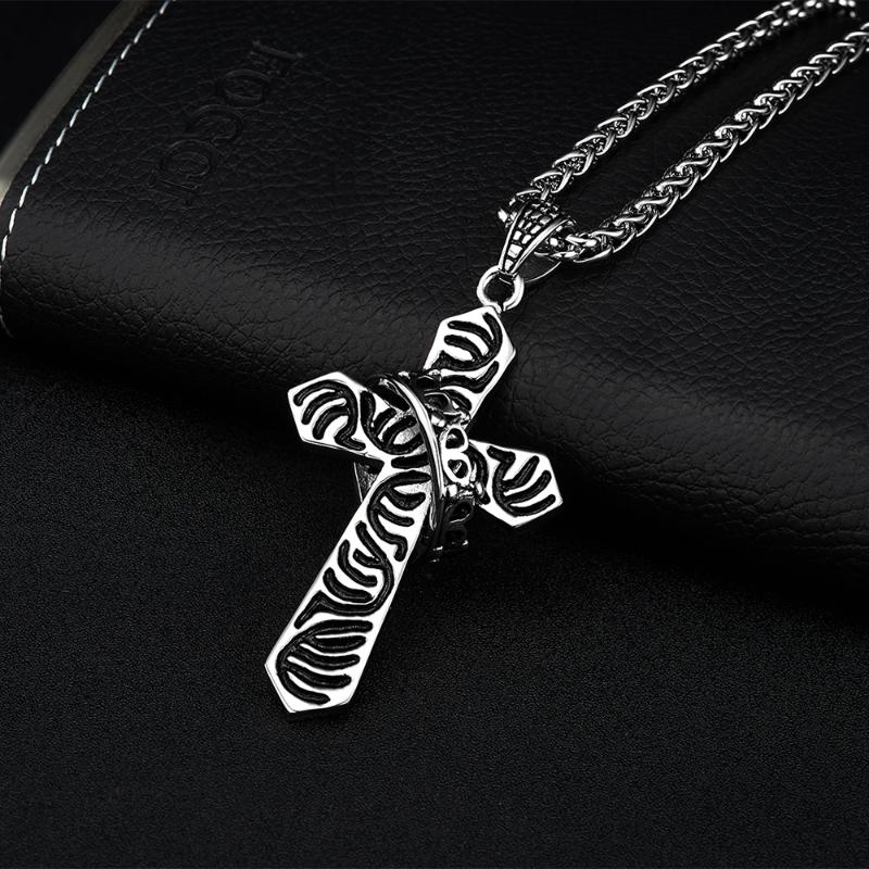 

Cool Punk Cross Pendant Necklace with 20 Inches Chain for Men Fashion Stainless Steel Jewelry