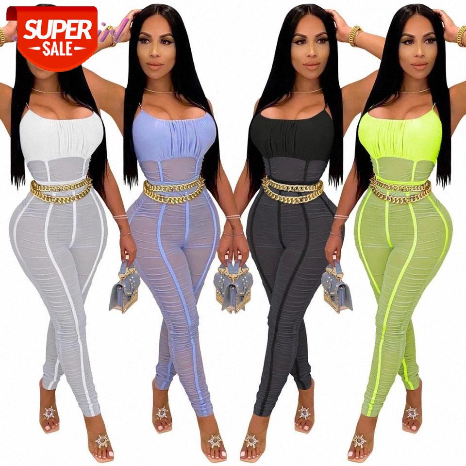 

Sexy Sheer Mesh Spaghetti Strapless Night Party Club skinny Jumpsuit Women Bandage Backless Outfit Streetwear Rompers Overalls #AM71, Black;white
