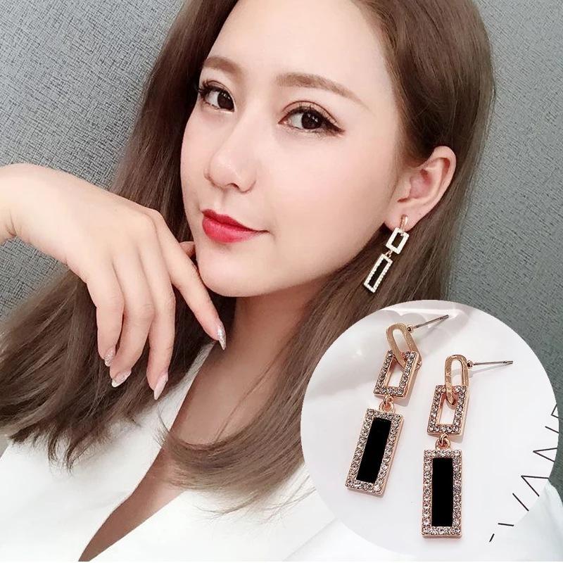 

Korean Version The New Creativity Geometry Rectangle Personality Hipster Fashion Temperament Generous Small Face Earring Female