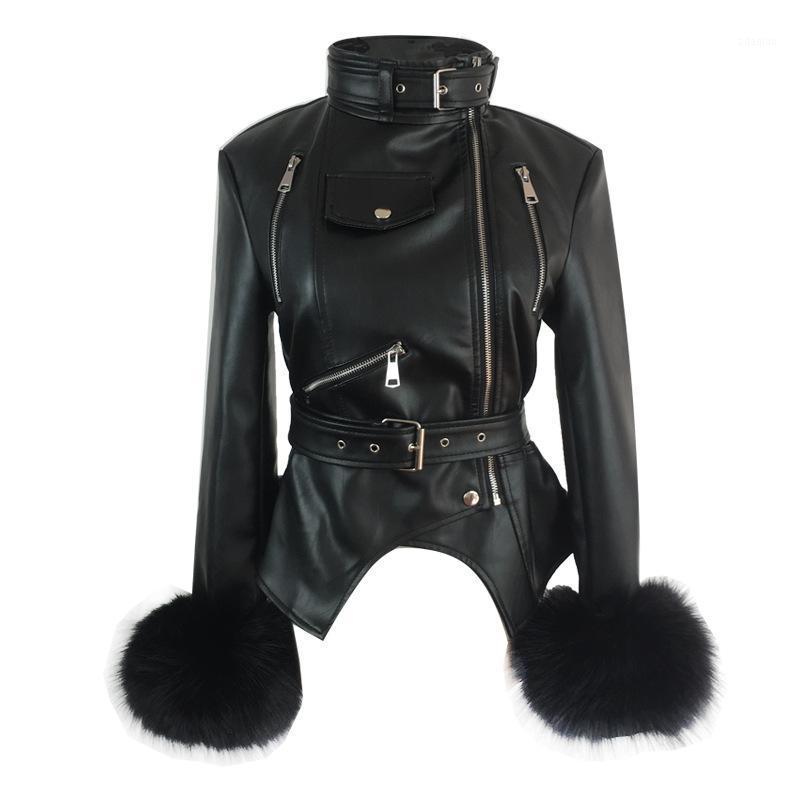 

Plus Velvet Winter Coat Women Jacket High-end Imitate Fur Cuffs High Collar High Quality Pu Leather Coat Motorcycle Jacket1, Black