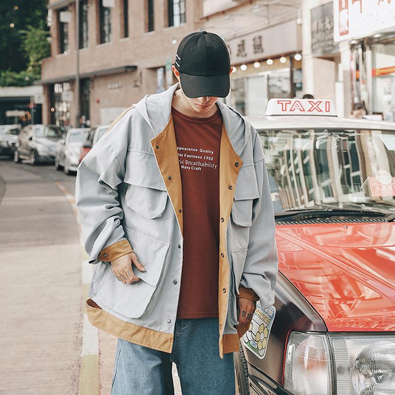 

2020 Autumn Net Red Handsome Pick Up Students Couple Quality Tooling Loose Shoulders Casual Harajuku Street Jacket, Black