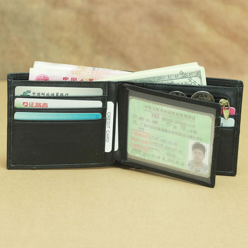 

Genuine Leather Men Wallets 2021 Coin Purse For Cards Cowhide Male Short Wallet For Boy High Quality Retro Leather Money Bags, Black