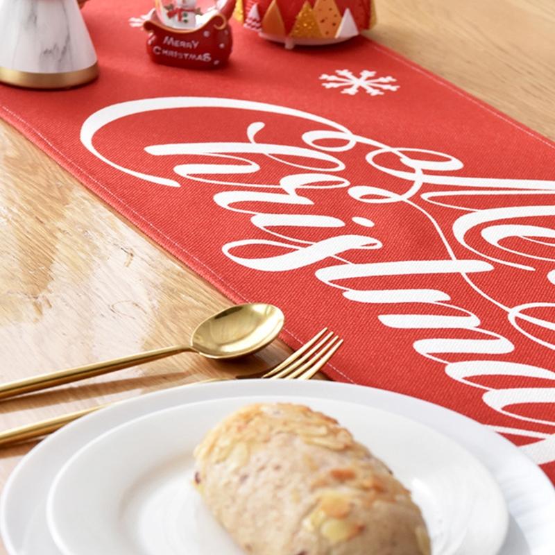 

Merry Christmas Rectangle Table Runner Letters Red Green Tablecloth Party Decor 72XF, 6ee406613-3