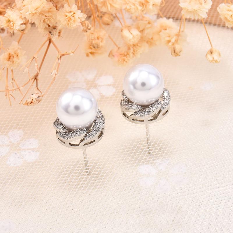 

Stud 2021 Fashion Temperament Gorgeous Earrings Women White Pearl Wedding Girls Gift Jewelry Female A Pair/set