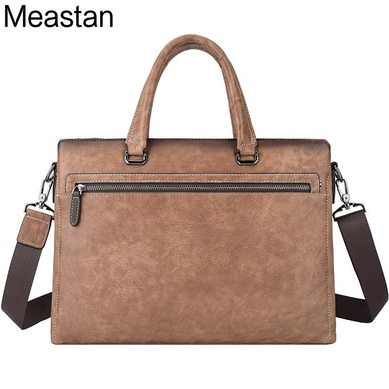 

Meastan Men's Briefcases Male Handbag Genuine Leather Lawyer/office Bag for Men Laptop Bag Leather Briefcases for Documents, Blue