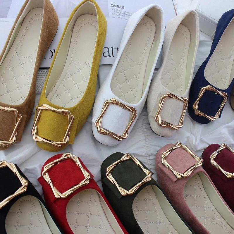 

Plus Size 35-42 Women Flats Boat Shoes Metal Loafer Candy Color Ballet Flats Single Shoes Slip on Flat Woman zapatos mujer #Z77H, Beige