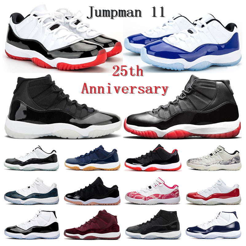 

air jordan mens Basketball Shoes 11s aj 11 Legend Blue Concord 45 25th Anniversary White Bred low womens trainers sports sneaker size 5.5-13, White;red