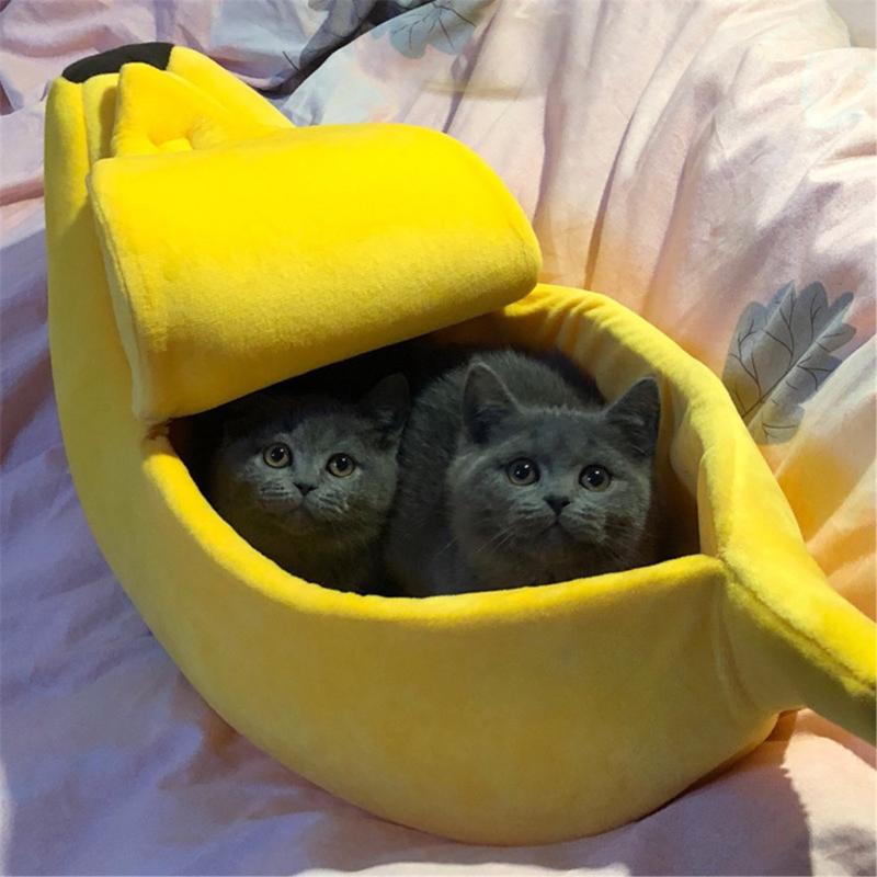 

Banana Shape Pet Dog Cat home litter Bed House for Mat Durable Kennel Doggy Puppy Cushion Basket Warm Portable Cat Supplies gy