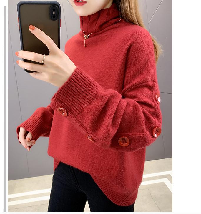 

2021 spring and autumn winter with New style fashion Long sleeve Women' Sweater coat@34, Red