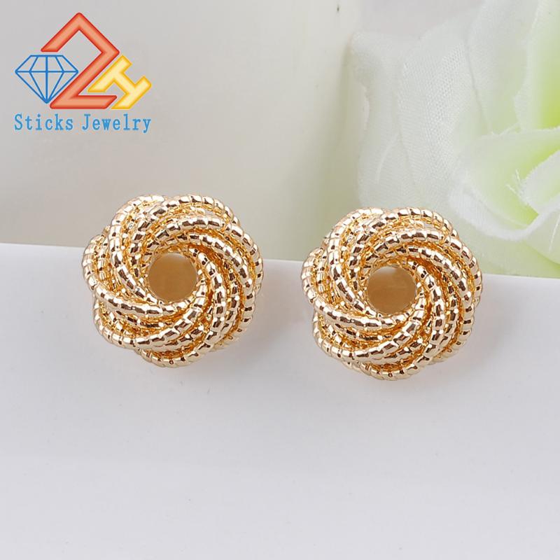 

Stud Round Vintage Earrings For Women Gold Color Big Earring Fashion Jewelry Statement Modern Trendy Summer